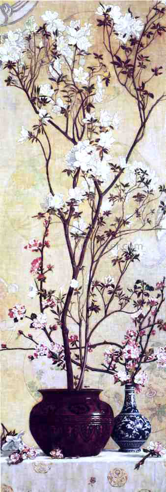 Charles Caryl Coleman Azaleas and Apple Blossoms - Canvas Print