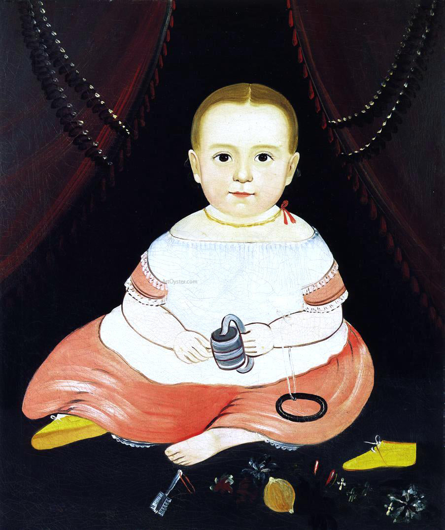 William Matthew Prior Baby in Pink and White (also known as Little Janey in Pink and White Dress) - Canvas Print