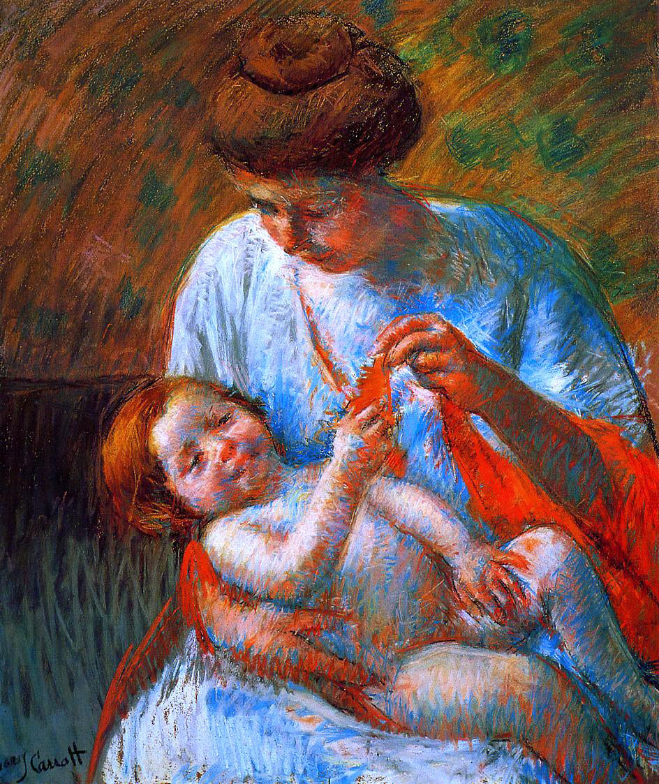 Mary Cassatt Baby Lying on His Mother's Lap, Reaching to Hold a Scarf - Canvas Print