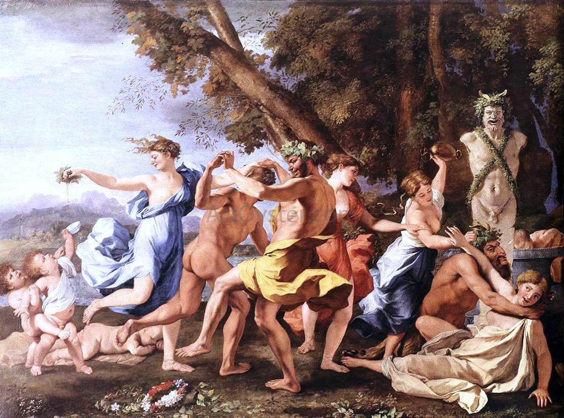 Nicolas Poussin Bacchanal Before a Statue of Pan - Canvas Print