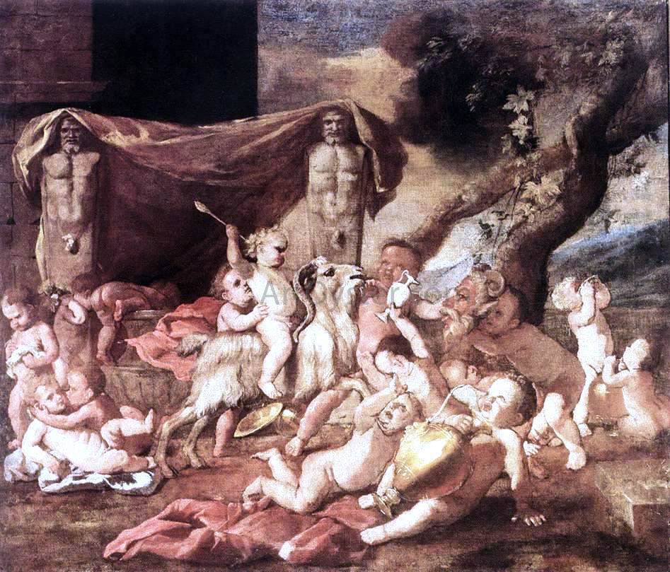 Nicolas Poussin Bacchanal of Putti - Canvas Print