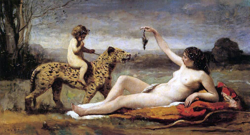 Jean-Baptiste-Camille Corot Bacchante with a Panther - Canvas Print