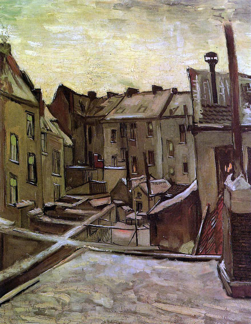 Vincent Van Gogh Backyards of Old Houses in Antwerp in the Snow - Canvas Print