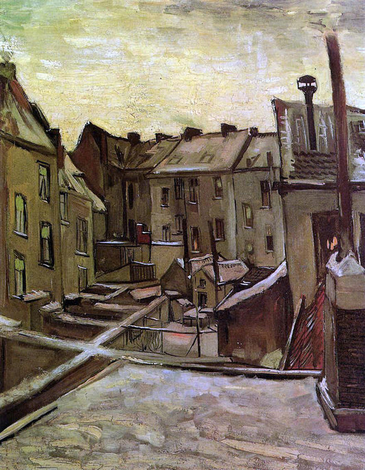 Vincent Van Gogh Backyards of Old Houses in Antwerp in the Snow - Canvas Print