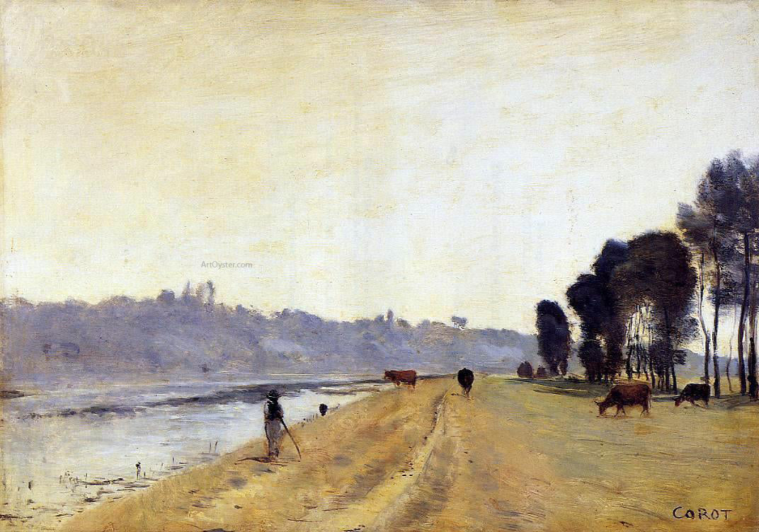 Jean-Baptiste-Camille Corot Banks of a River - Canvas Print