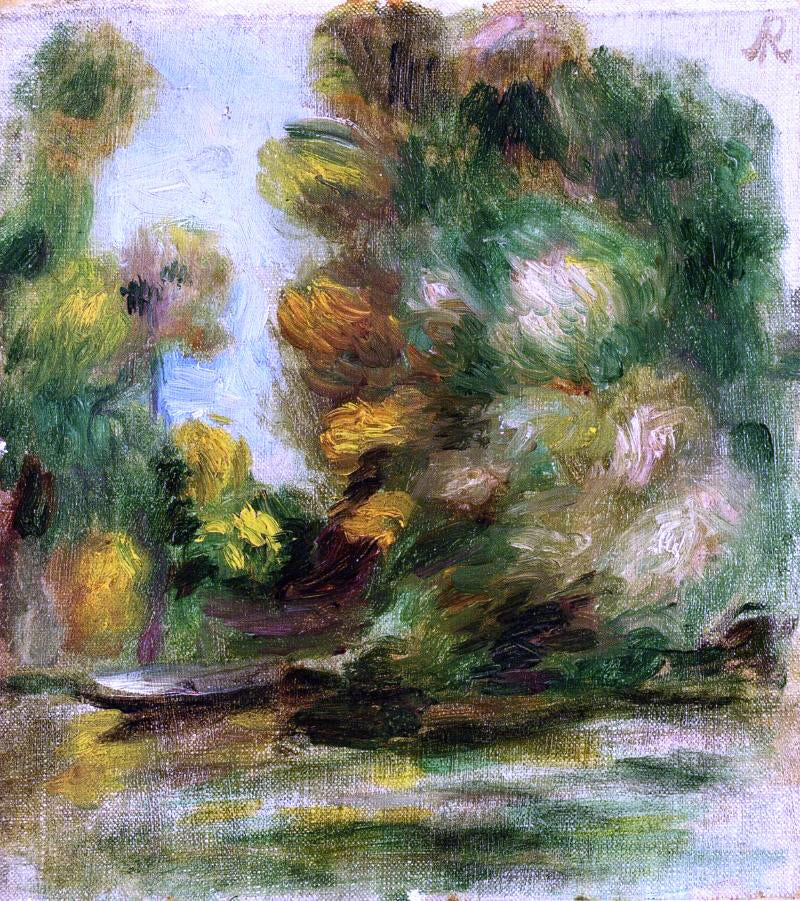 Pierre Auguste Renoir Banks of the River, a Boat - Canvas Print