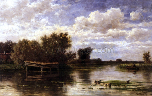 Willem Roelofs Banks of the River Gein, Holland - Canvas Print