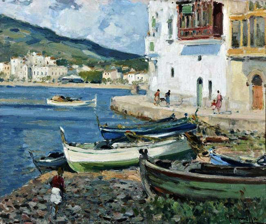Segundo Matilla Marina Barcas de Cadaques - Canvas Print