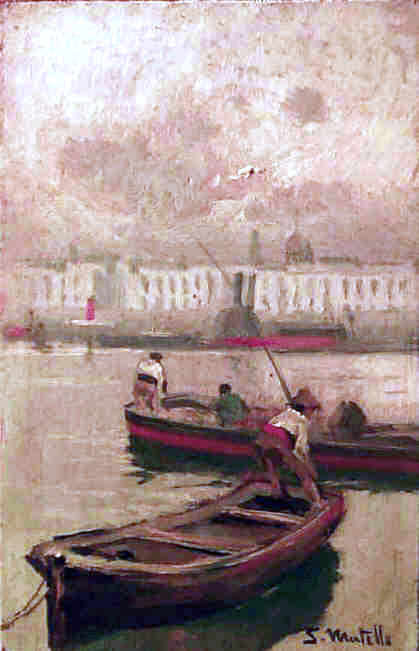 Segundo Matilla Marina Barcas en el Puerto - Canvas Print