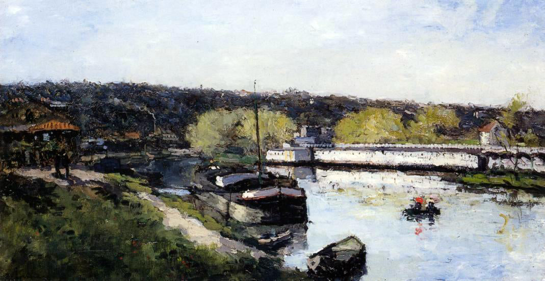 Albert Lebourg Barge on the Seine at Basd-Meudon - Canvas Print