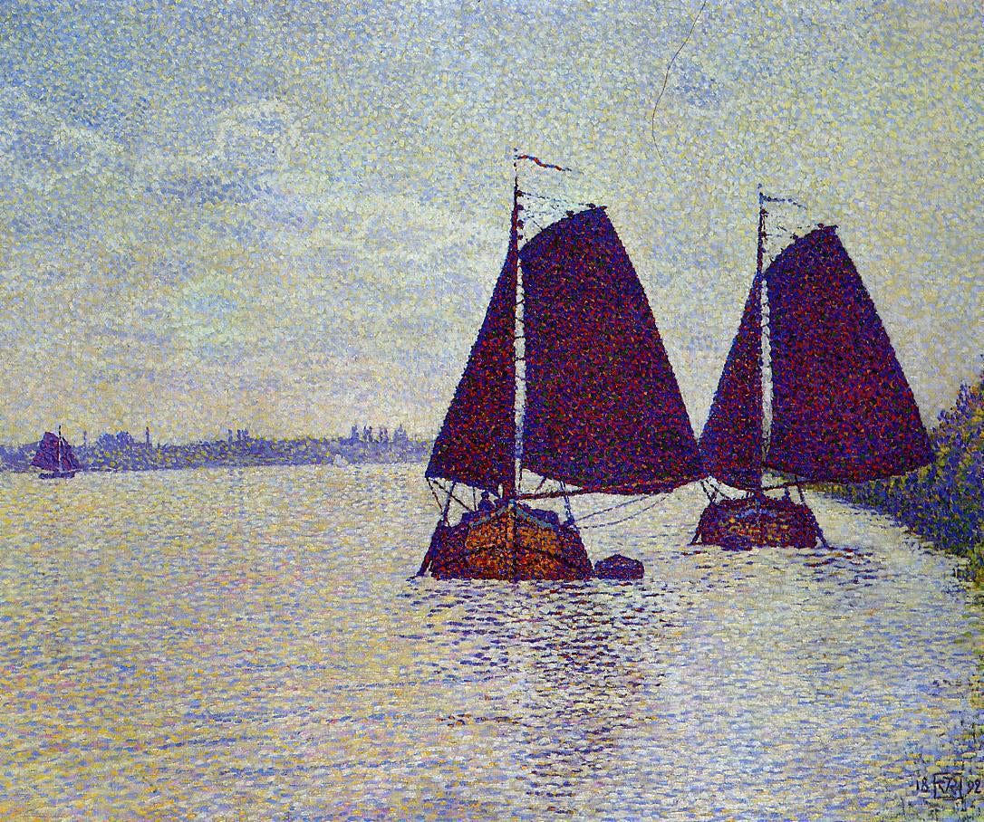 Theo Van Rysselberghe Barges on the River Scheldt - Canvas Print