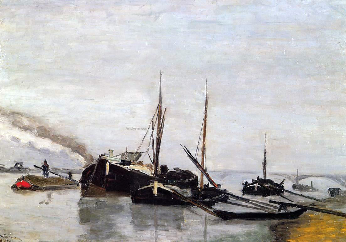 Armand Guillaumin Barges on the Seine at Bercy - Canvas Print