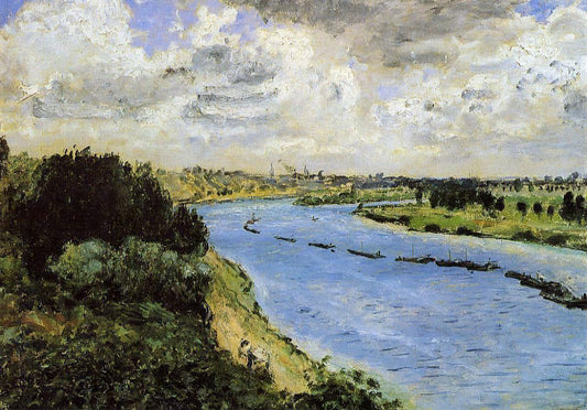 Pierre Auguste Renoir Barges on the Seine - Canvas Print