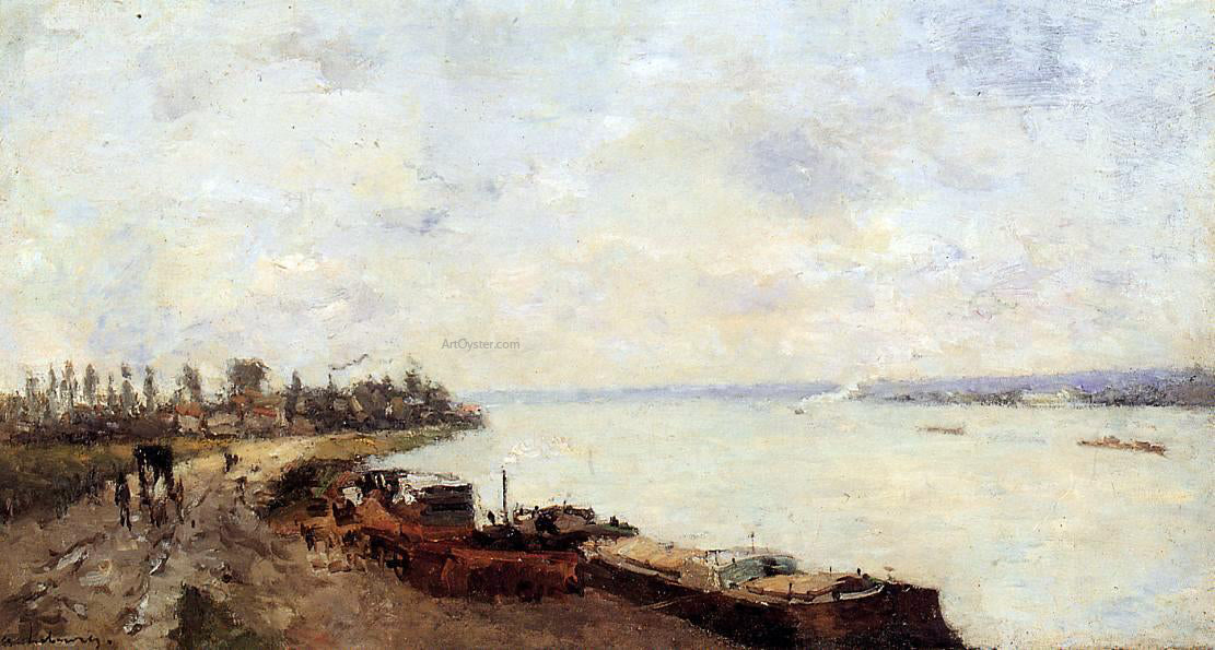 Albert Lebourg Barges on the Seine, near Paris - Canvas Print