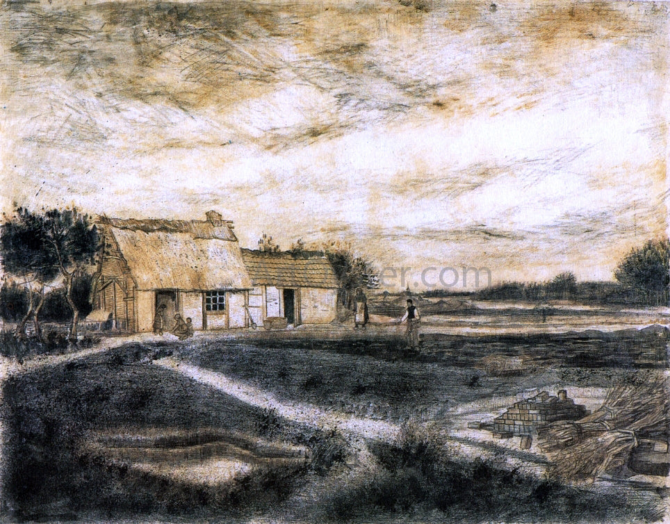 Vincent Van Gogh The Barn with Moss-Covered Roof - Canvas Print