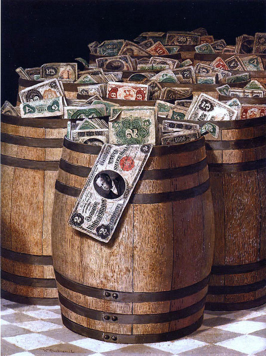 Victor Dubreuil Barrels of Money - Canvas Print