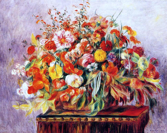 Pierre Auguste Renoir Basket of Flowers - Canvas Print
