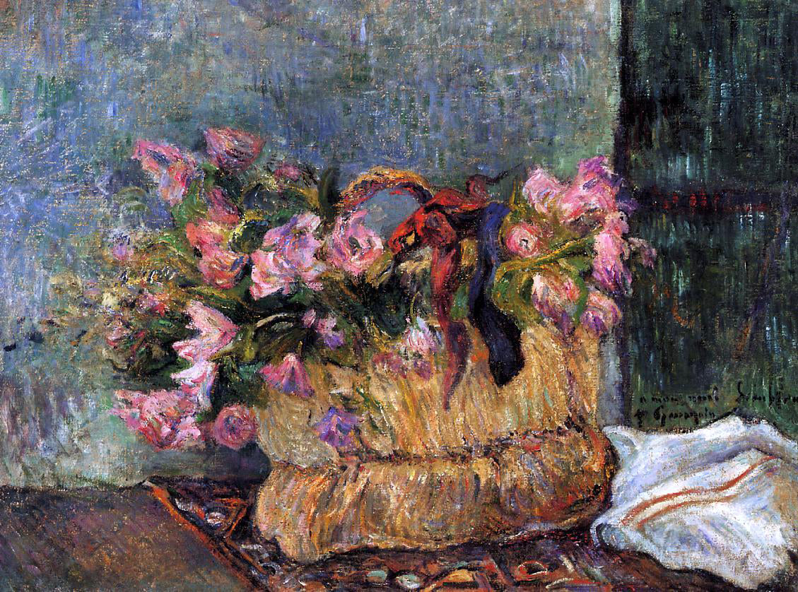 Paul Gauguin Basket of Flowers - Canvas Print