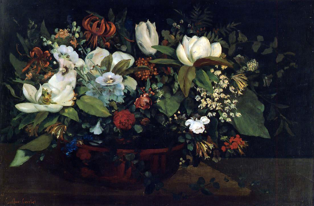 Gustave Courbet Basket of Flowers - Canvas Print