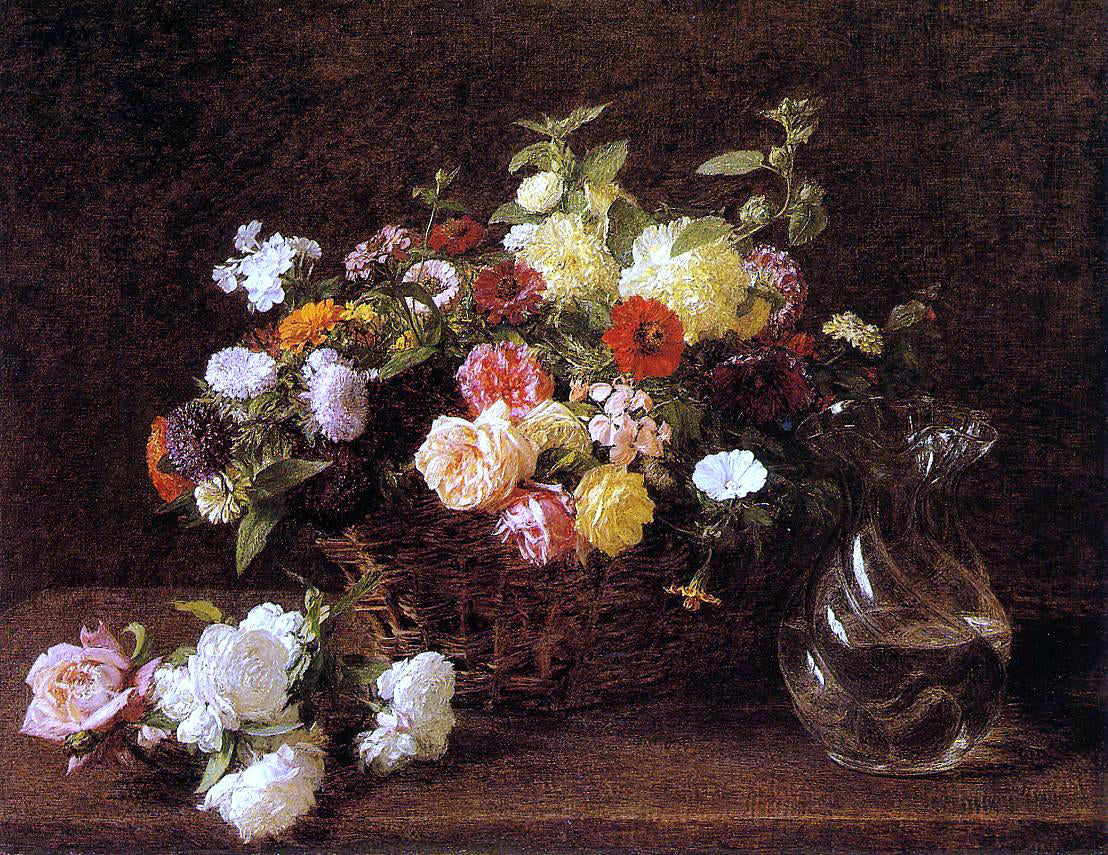 Henri Fantin-Latour Basket of Flowers - Canvas Print