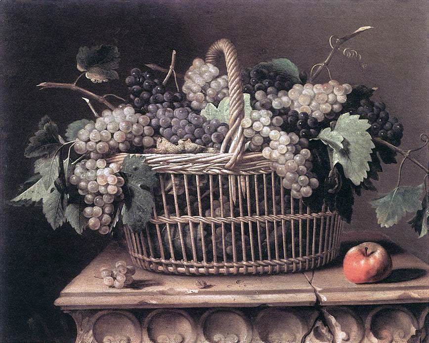 Pierre Dupuys Basket of Grapes - Canvas Print
