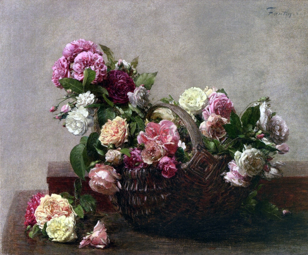 Henri Fantin-Latour Basket of Roses - Canvas Print