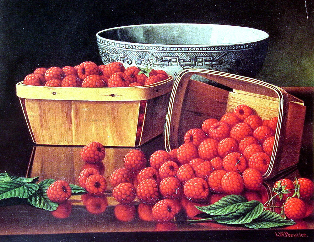 Levi Wells Prentice Baskets of Raspberries - Canvas Print