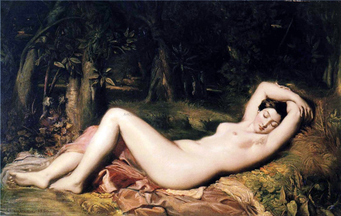 Theodore Chasseriau A Bather Sleeping Near a Spring - Canvas Print