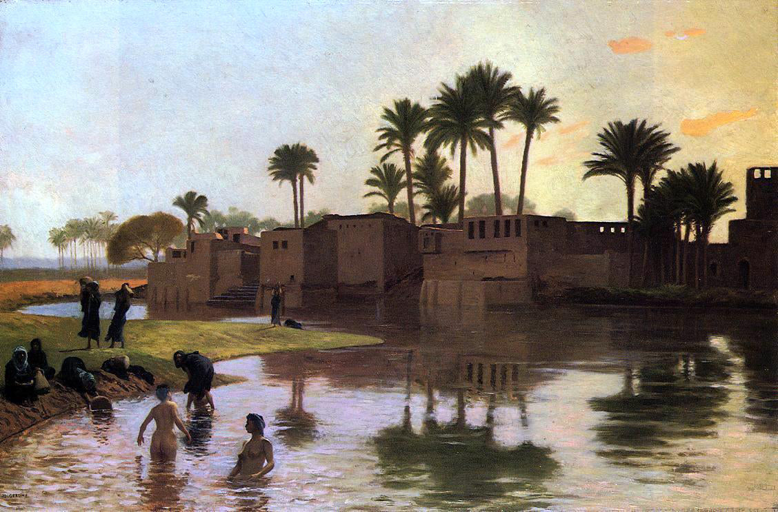 Jean-Leon Gerome Bathers by the Edge of a River - Canvas Print
