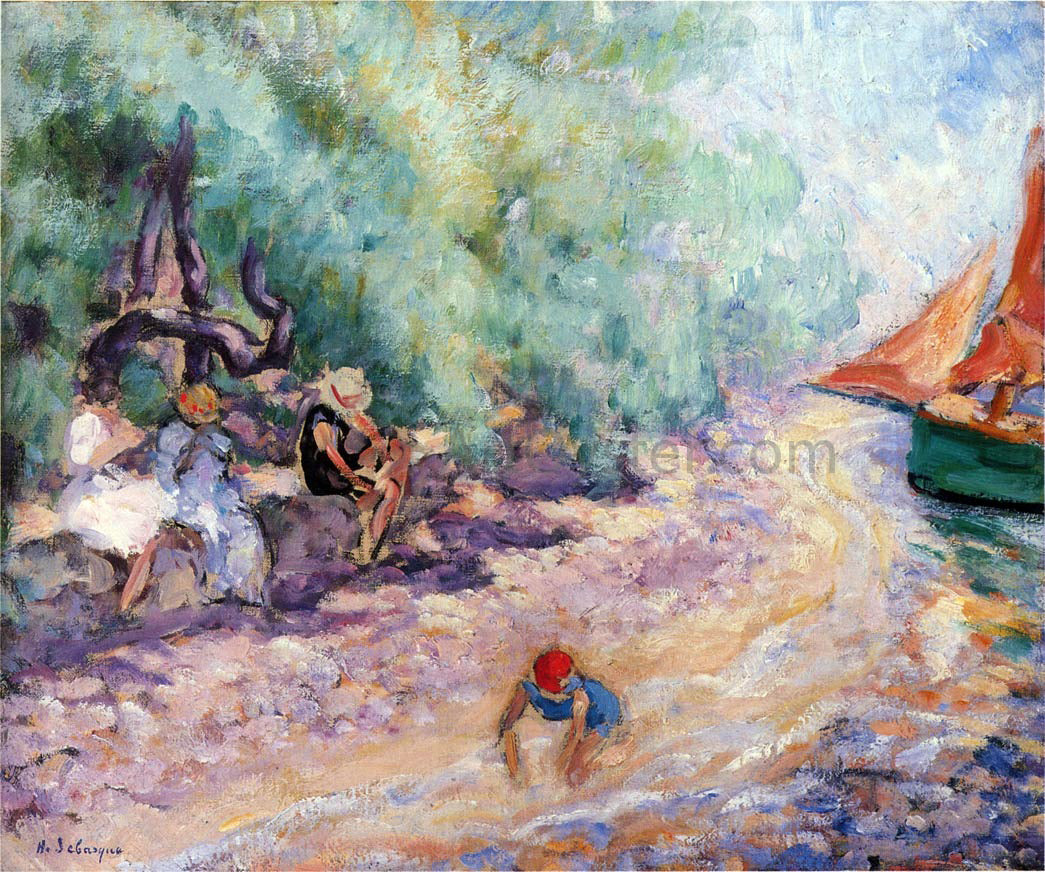 Henri Lebasque Bathers by the River - Canvas Print