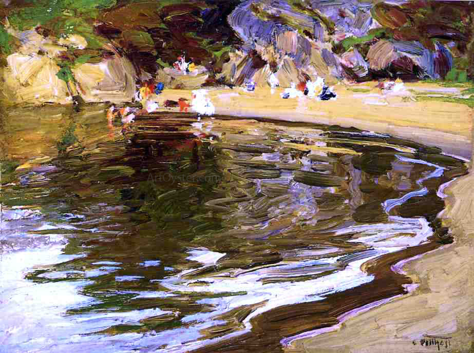 Edward Potthast Bathers in a Cove - Canvas Print