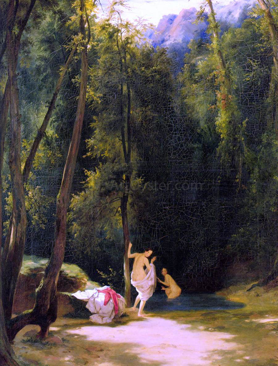 Carl Blechen Bathers in Terni Park - Canvas Print