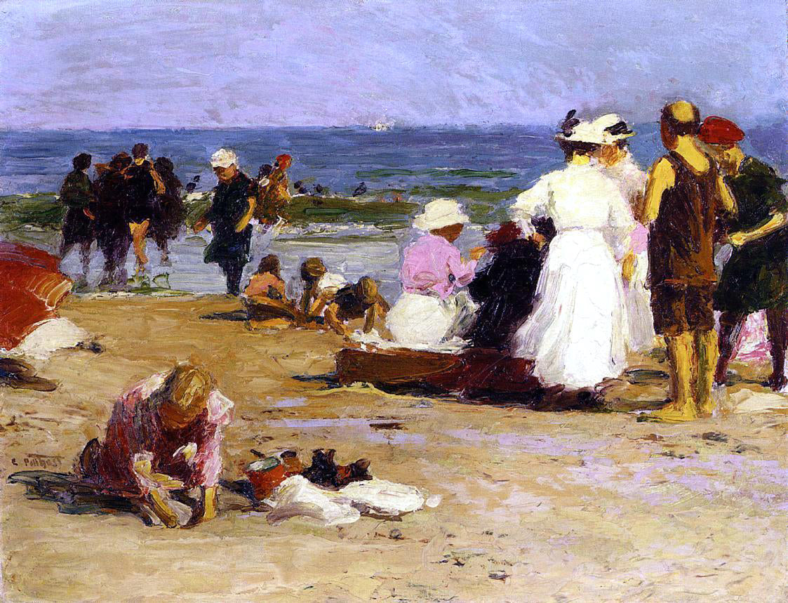 Edward Potthast Bathers in the Surf - Canvas Print