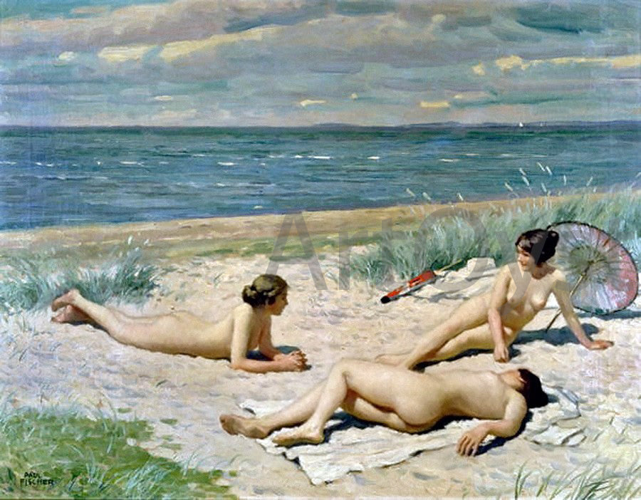 Paul-Gustave Fischer Bathers on a Beach - Canvas Print