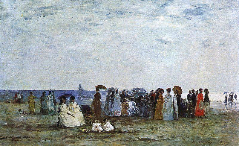 Eugene-Louis Boudin Bathers on the Beach at Trouville - Canvas Print