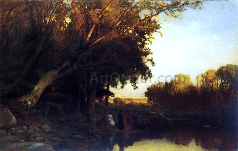William M Hart Bathing - Canvas Print