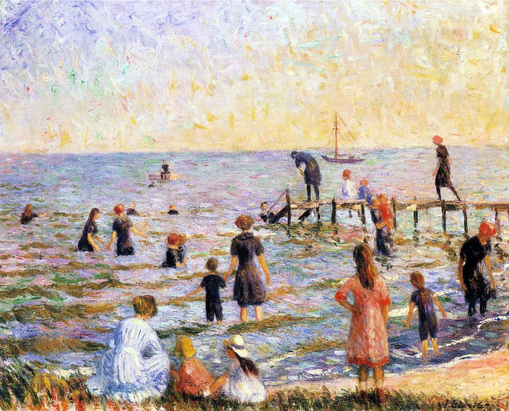 William James Glackens Bathing at Bellport, Long Island - Canvas Print