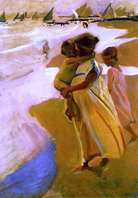 Joaquin Sorolla Y Bastida Bathing at Valencia - Canvas Print