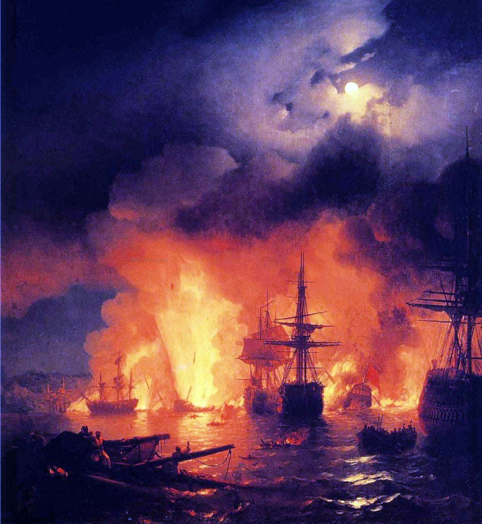 Ivan Constantinovich Aivazovsky Battle of Atesme at Night - Canvas Print