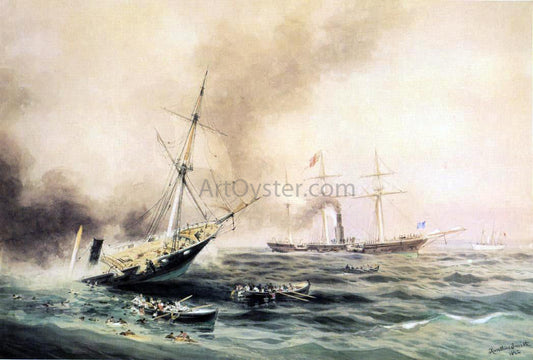 Xanthus Russell Smith Battle of "Kearsarge" & "Alabama" 1892 - Canvas Print