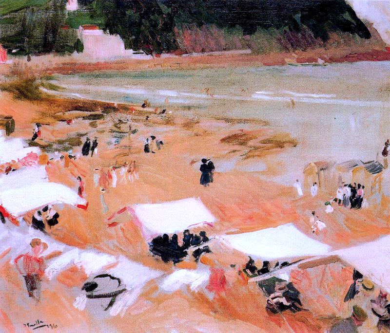 Joaquin Sorolla Y Bastida Beach at Zarauz - Canvas Print