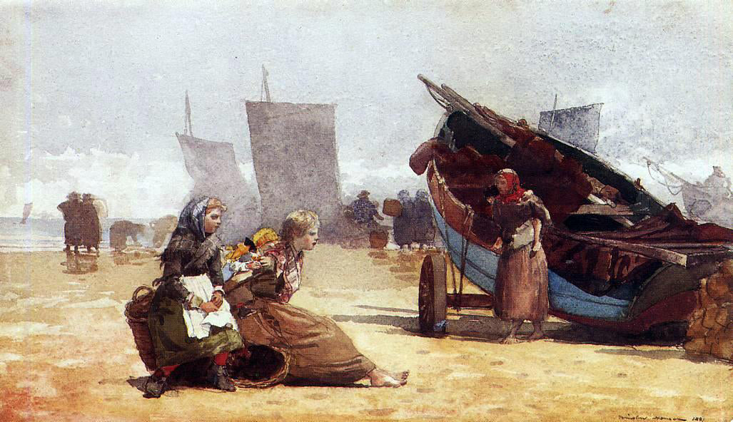 Winslow Homer Beach Scene, Cullercoats - Canvas Print