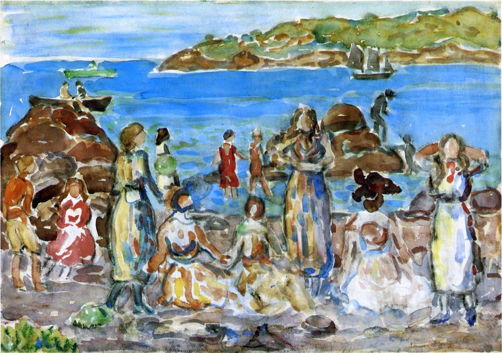 Maurice Prendergast Beach Scene, New England - Canvas Print