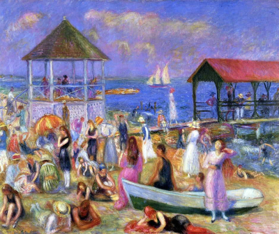 William James Glackens A Beach Scene, New London - Canvas Print