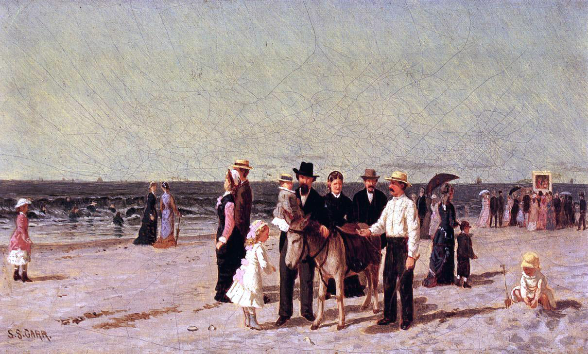 Samuel S Carr Beach Scene with Punch and Judy Show - Canvas Print