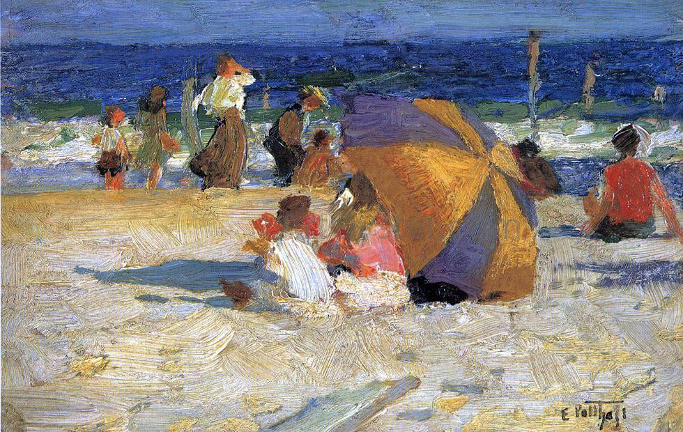 Edward Potthast Beach Umbrella - Canvas Print