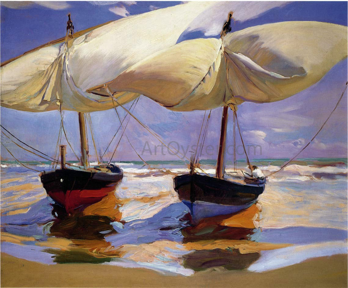 Joaquin Sorolla Y Bastida Beached Boats - Canvas Print