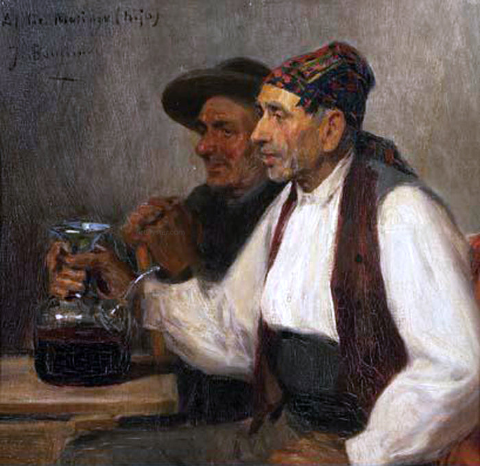 Jose Benlliure Y Gil Bebedores en la taberna - Canvas Print