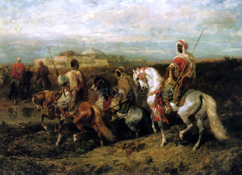 Adolf Schreyer Bedouins Approaching a City - Canvas Print
