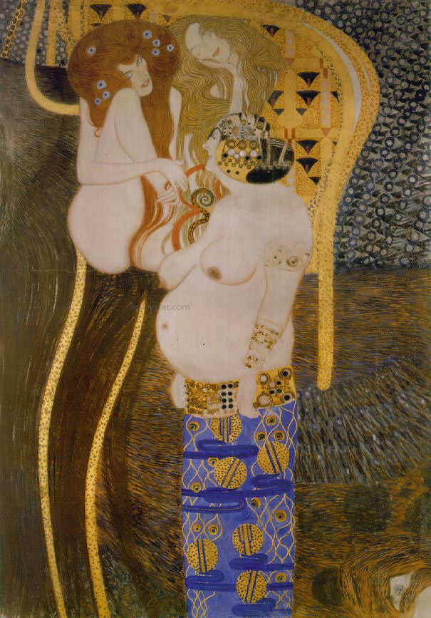 Gustav Klimt A Beethovan Frieze Detail - Canvas Print